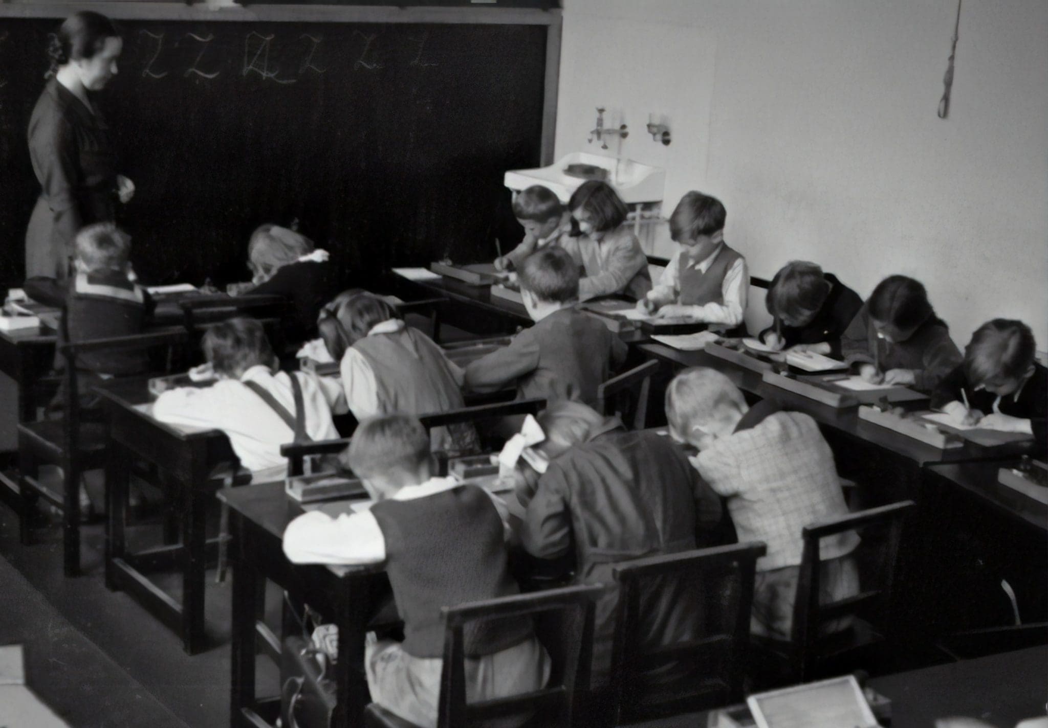 Old School Room with Teacher